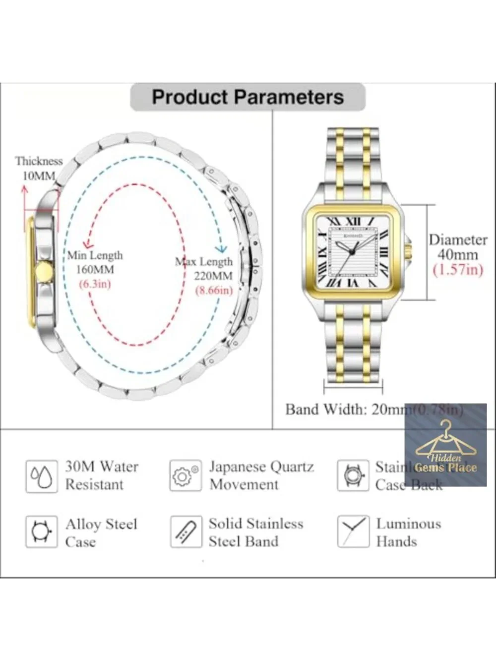 Men's Quartz Watch with Stainless Steel Bracelet